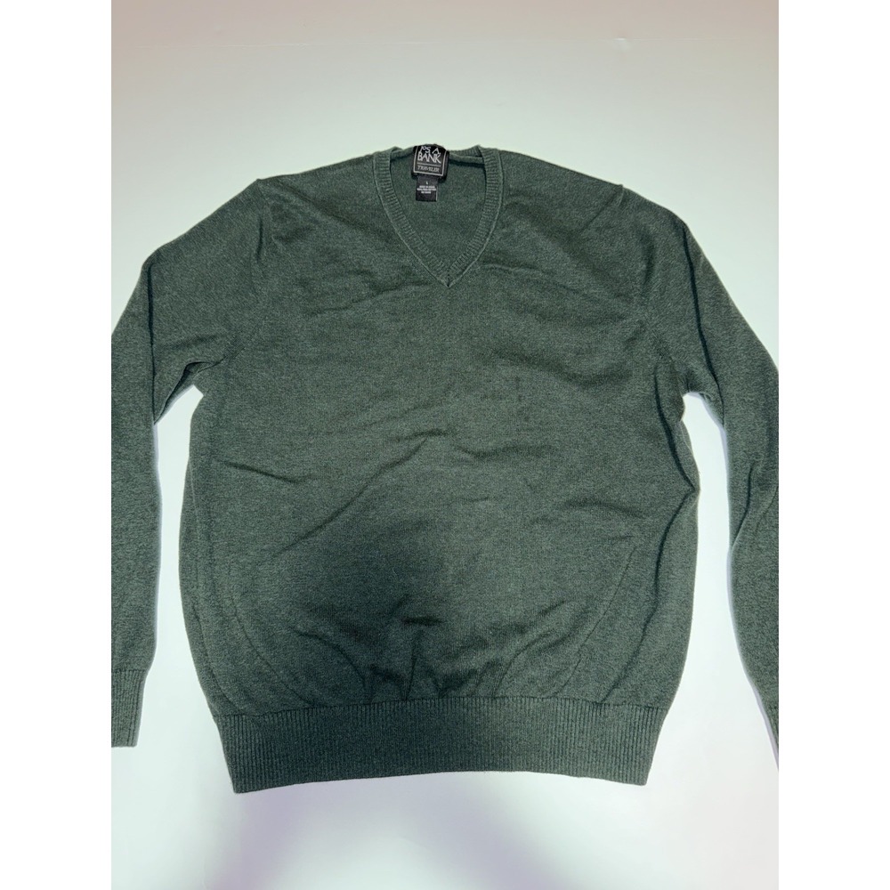 Jos. A. Bank Men Large Sweater Green 100% Pima Cotton V-Neck Traveler Casual Top